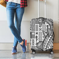 Samoa Tapa Luggage Cover Siapo Mix Tatau Patterns - White LT7 - Polynesian Pride