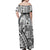 Samoa Tapa Off Shoulder Maxi Dress Siapo Mix Tatau Patterns - White LT7 - Polynesian Pride