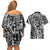 Samoa Tapa Couples Matching Off Shoulder Short Dress and Hawaiian Shirt Siapo Mix Tatau Patterns - Black LT7 - Polynesian Pride