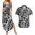 Samoa Tapa Couples Matching Summer Maxi Dress and Hawaiian Shirt Siapo Mix Tatau Patterns - Black LT7 Black - Polynesian Pride