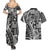 Samoa Tapa Couples Matching Summer Maxi Dress and Hawaiian Shirt Siapo Mix Tatau Patterns - Black LT7 - Polynesian Pride