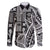 Samoa Tapa Family Matching Off Shoulder Maxi Dress and Hawaiian Shirt Siapo Mix Tatau Patterns - Black LT7 Dad's Shirt - Long Sleeve Black - Polynesian Pride