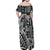 Samoa Tapa Family Matching Off Shoulder Maxi Dress and Hawaiian Shirt Siapo Mix Tatau Patterns - Black LT7 - Polynesian Pride