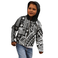 Samoa Tapa Kid Hoodie Siapo Mix Tatau Patterns - Black LT7 - Polynesian Pride