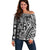 Samoa Tapa Off Shoulder Sweater Siapo Mix Tatau Patterns - Black LT7 Women Black - Polynesian Pride