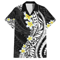 Hawaii Aloha Family Matching Puletasi Dress and Hawaiian Shirt Plumeria Vintage - Black LT7 Dad's Shirt - Short Sleeve Black - Polynesian Pride