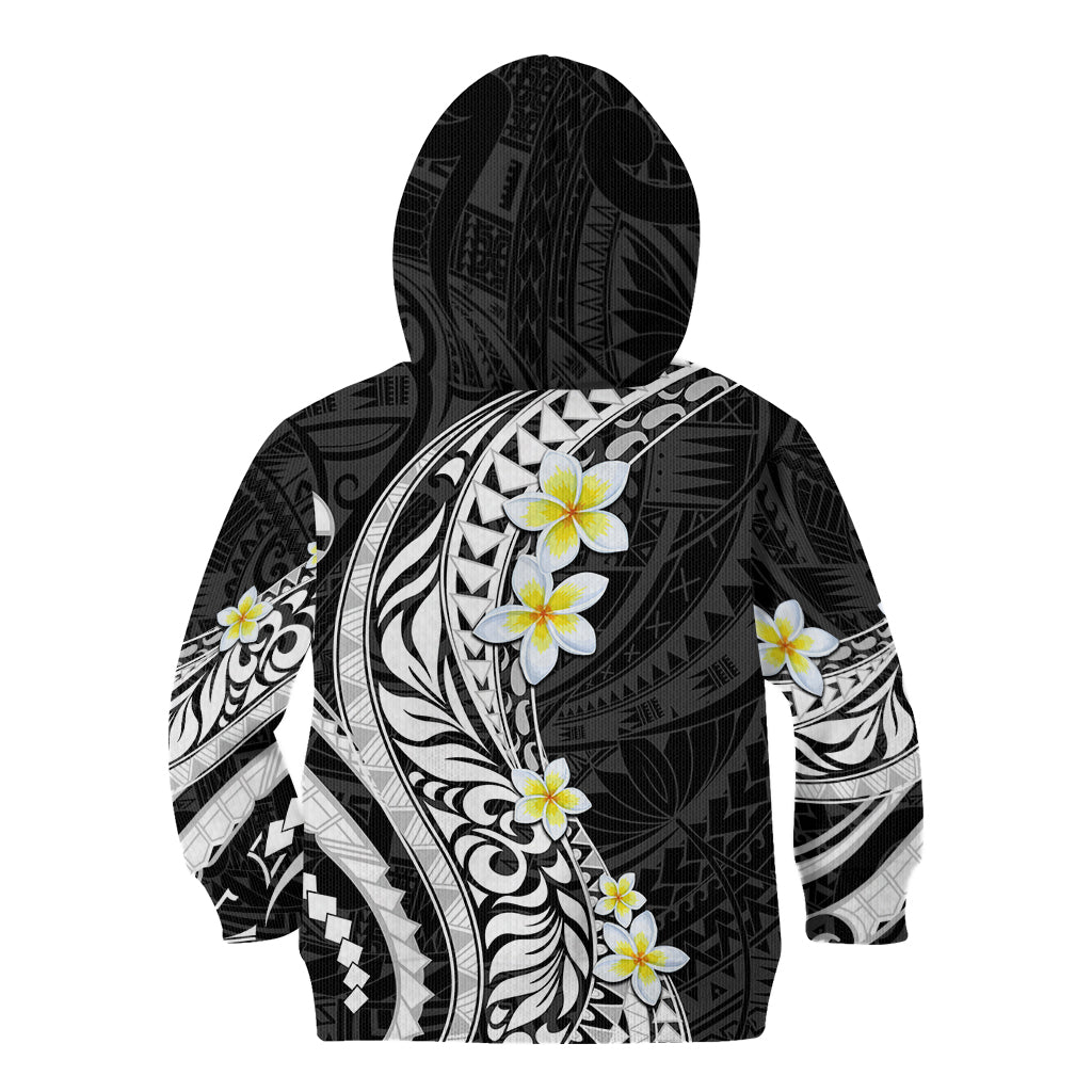 Hawaii Aloha Kid Hoodie Plumeria Vintage - Black LT7 - Polynesian Pride