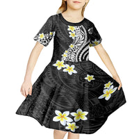 Hawaii Aloha Kid Short Sleeve Dress Plumeria Vintage - Black LT7 - Polynesian Pride