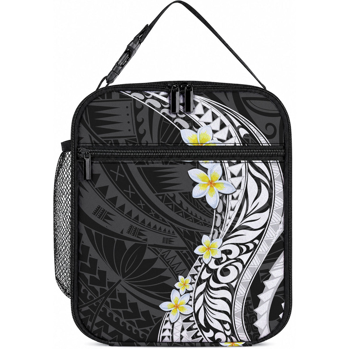 Hawaii Aloha Lunch Bag Plumeria Vintage - Black