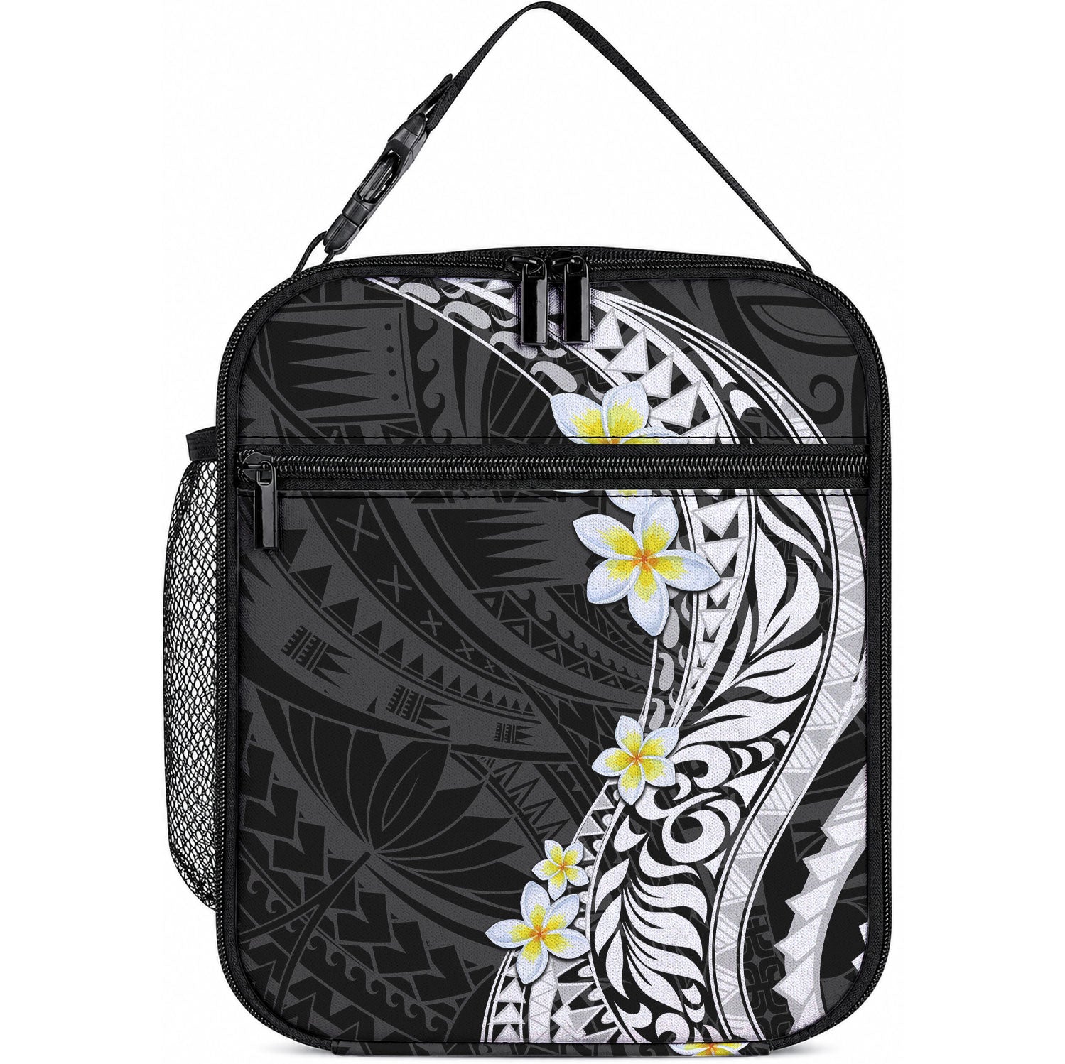 Hawaii Aloha Lunch Bag Plumeria Vintage - Black