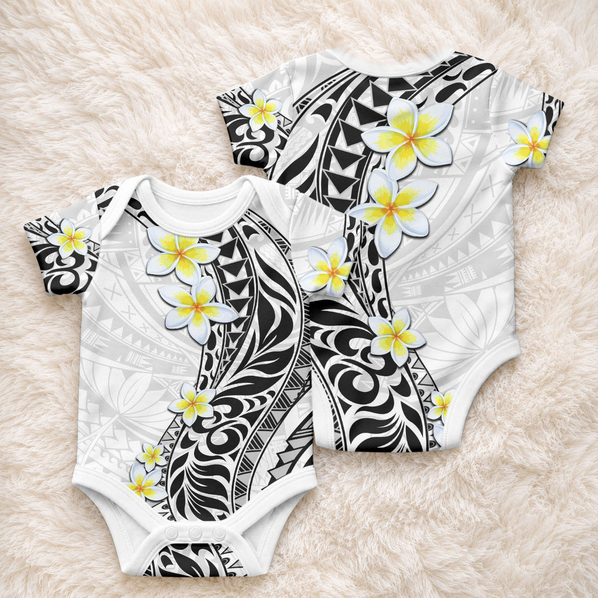 Hawaii Aloha Baby Onesie Plumeria Vintage - White