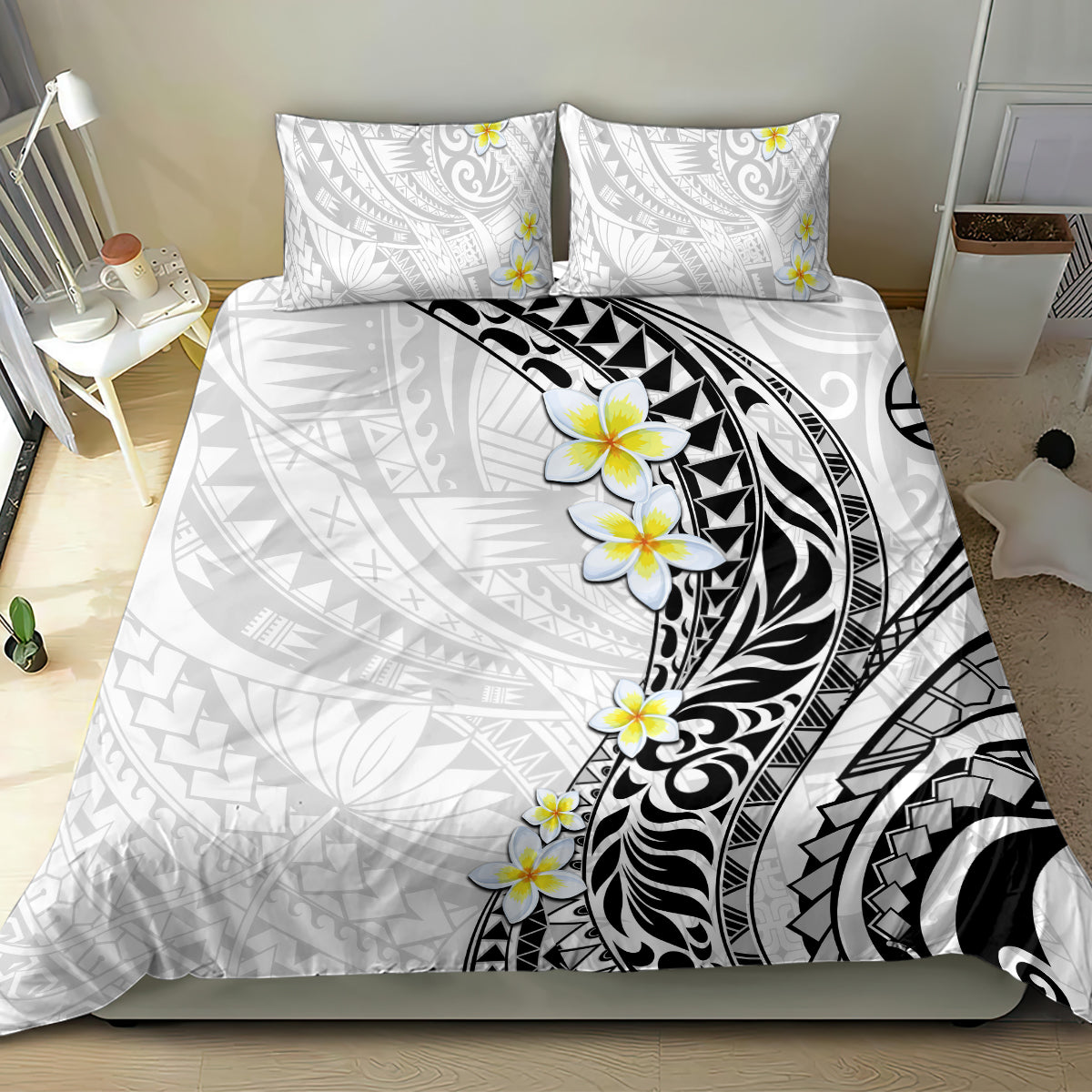 Hawaii Aloha Bedding Set Plumeria Vintage - White LT7 - Polynesian Pride