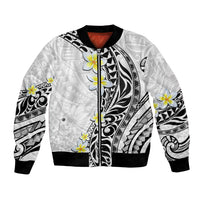 Hawaii Aloha Bomber Jacket Plumeria Vintage - White LT7 Unisex White - Polynesian Pride