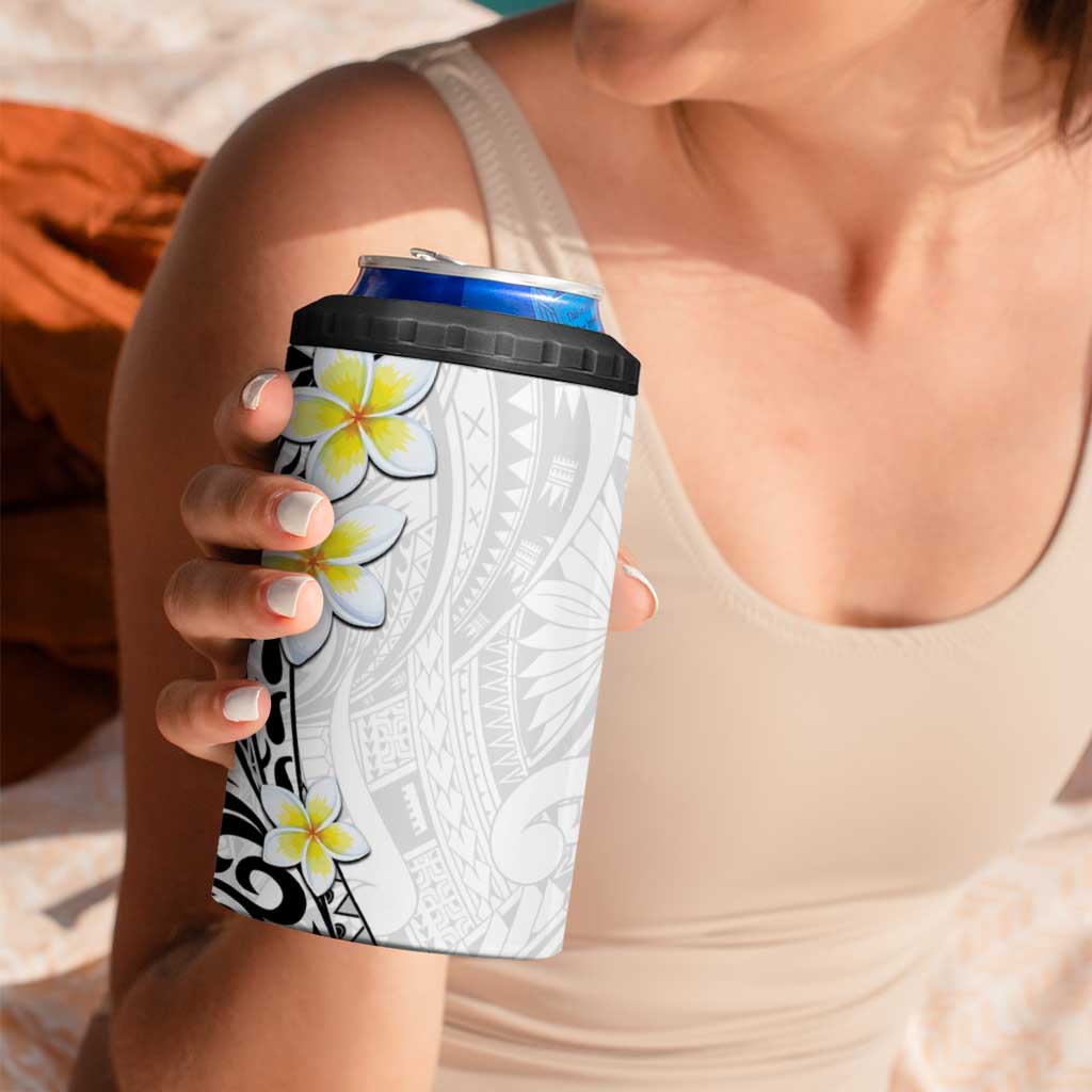 Hawaii Aloha 4 in 1 Can Cooler Tumbler Plumeria Vintage - White