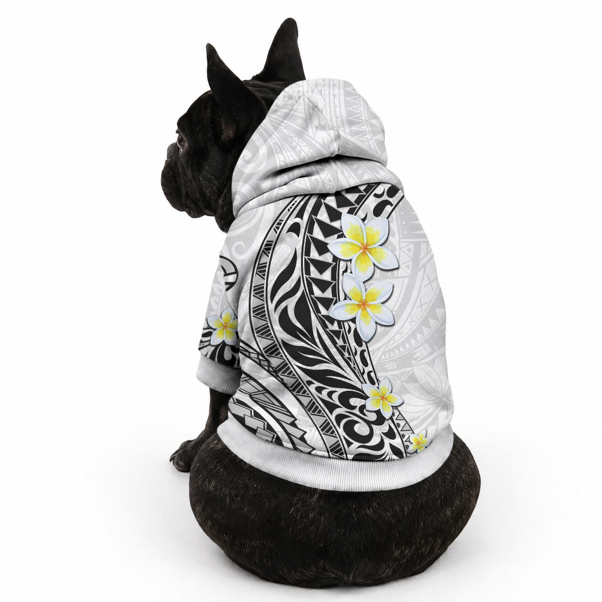 Hawaii Aloha Pet Hoodie Plumeria Vintage - White