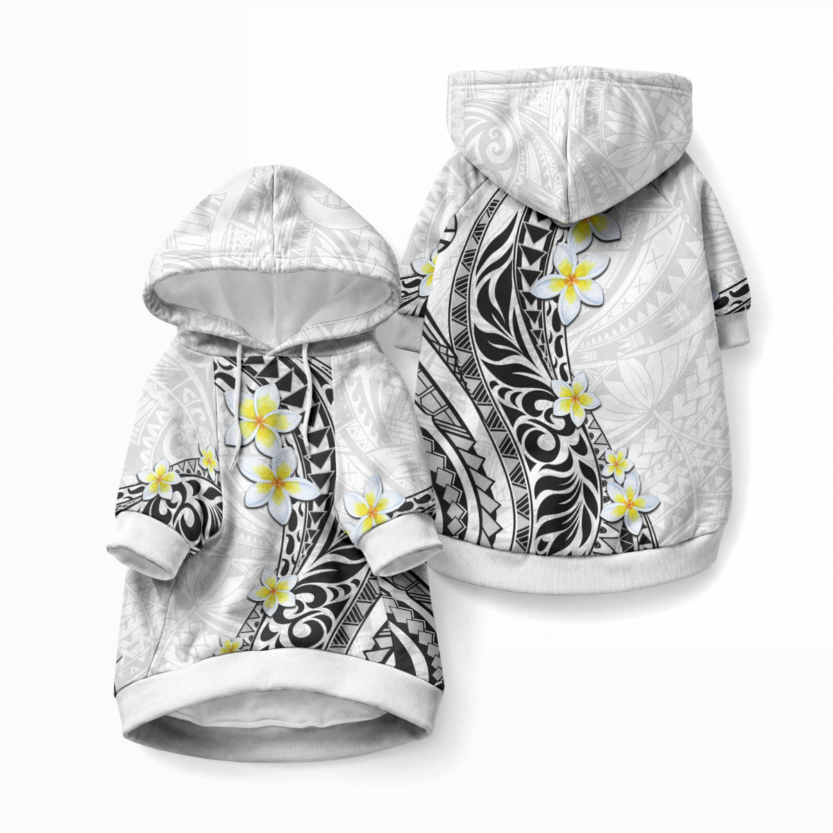Hawaii Aloha Pet Hoodie Plumeria Vintage - White