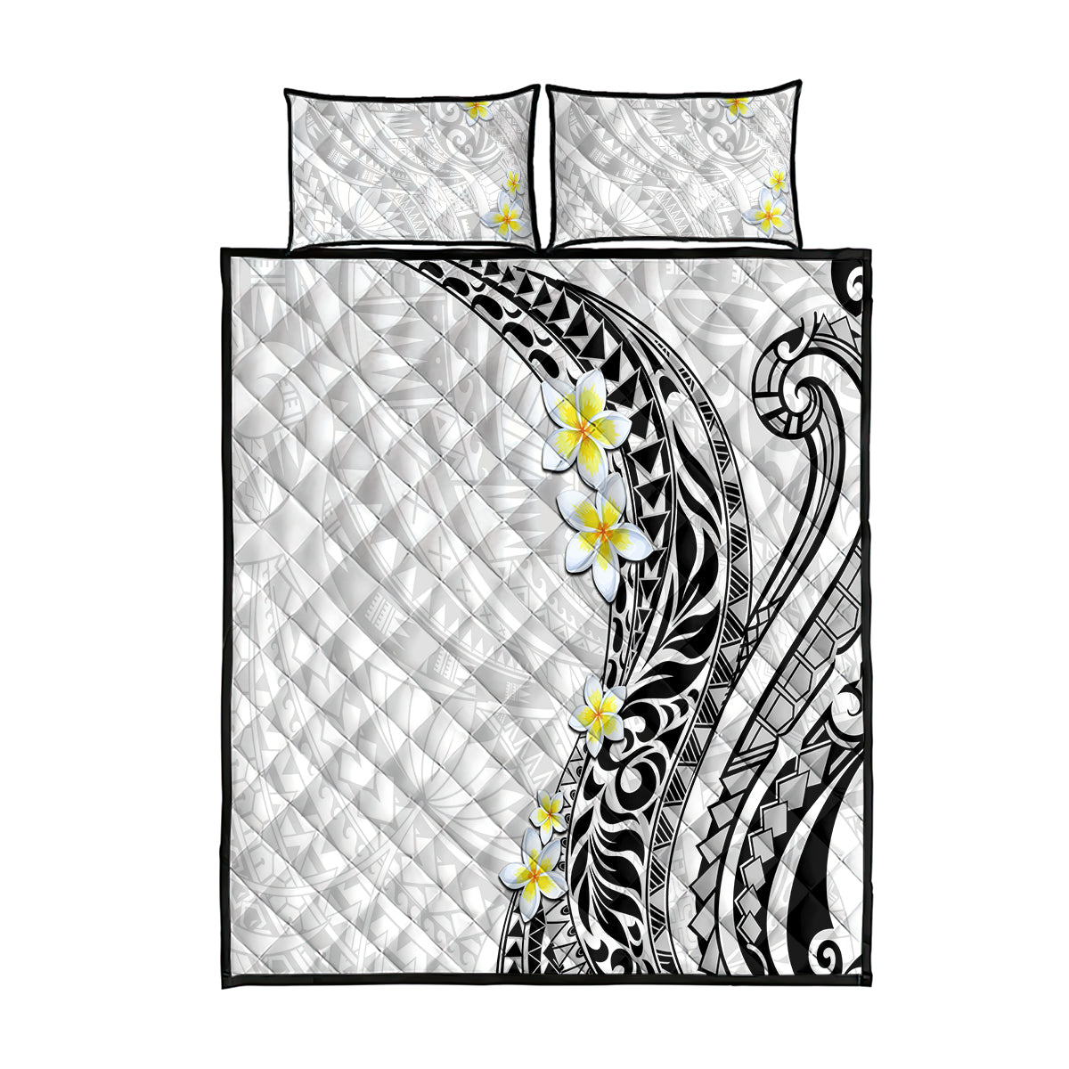 Hawaii Aloha Quilt Bed Set Plumeria Vintage - White LT7 White - Polynesian Pride