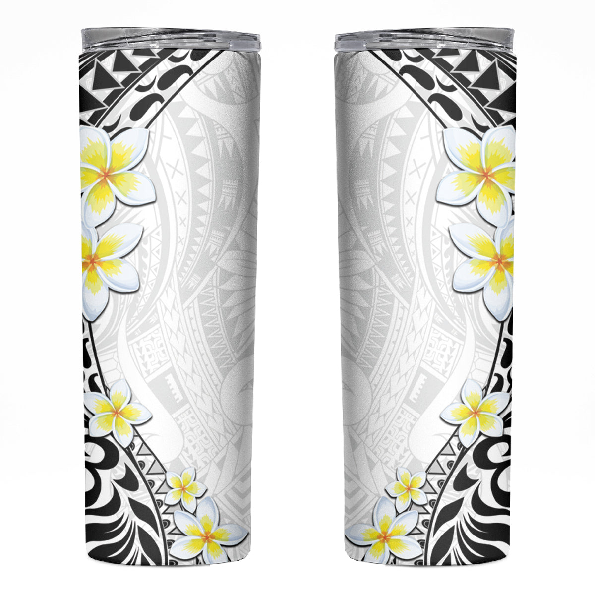 Hawaii Aloha Skinny Tumbler Plumeria Vintage - White