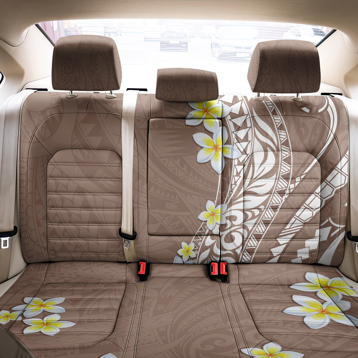 Hawaii Aloha Back Car Seat Cover Plumeria Vintage - Brown LT7 - Polynesian Pride