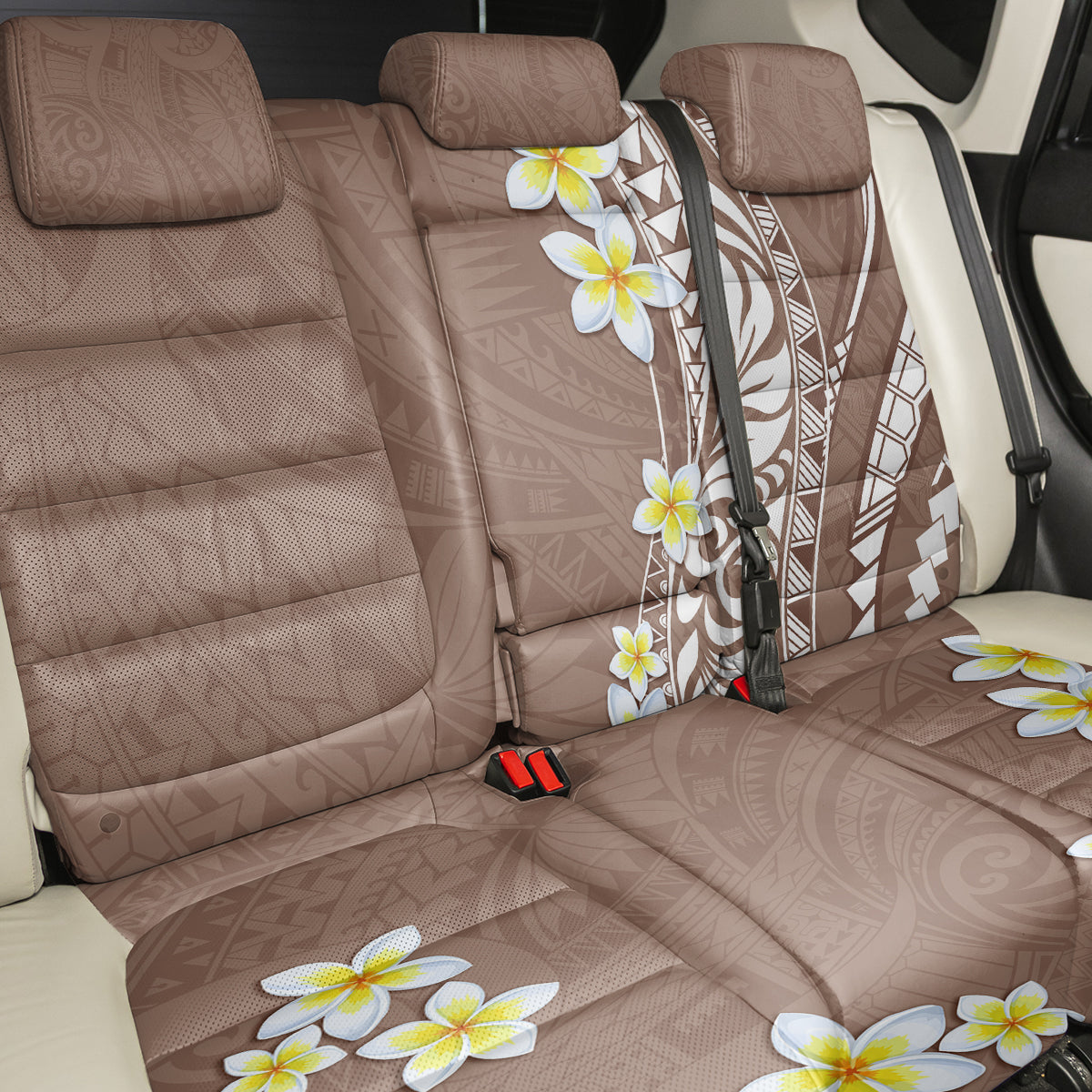 Hawaii Aloha Back Car Seat Cover Plumeria Vintage - Brown LT7 - Polynesian Pride
