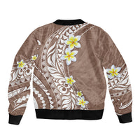 Hawaii Aloha Bomber Jacket Plumeria Vintage - Brown LT7 - Polynesian Pride