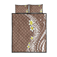 Hawaii Aloha Quilt Bed Set Plumeria Vintage - Brown LT7 Brown - Polynesian Pride