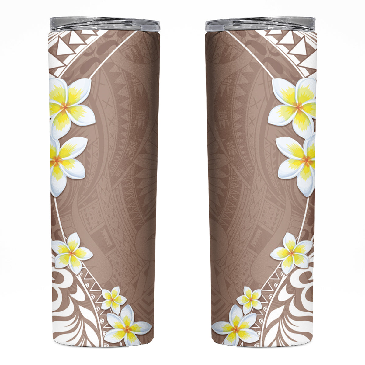 Hawaii Aloha Skinny Tumbler Plumeria Vintage - Beige