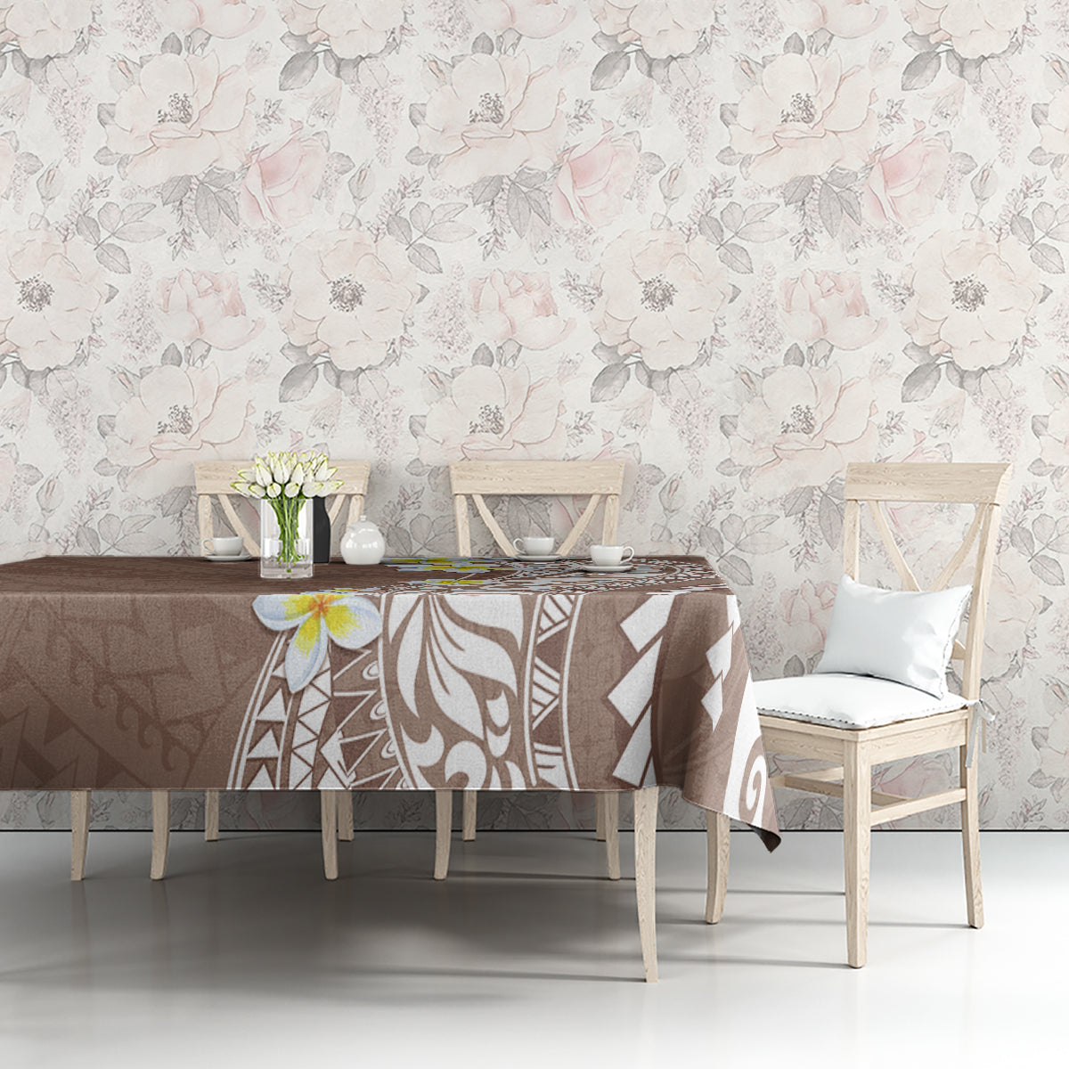 Hawaii Aloha Tablecloth Plumeria Vintage - Brown LT7 - Polynesian Pride