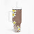 Hawaii Aloha Tumbler With Handle Plumeria Vintage - Beige