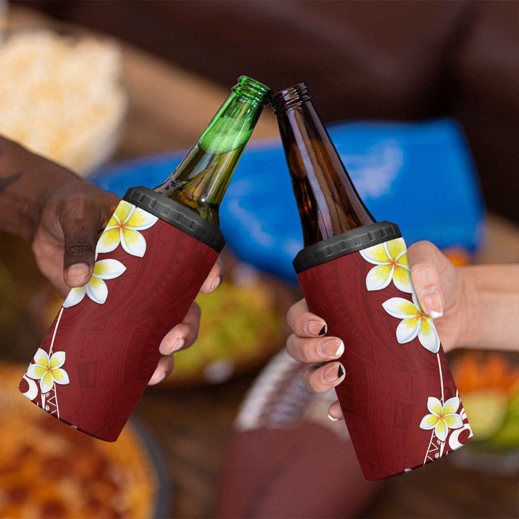 Hawaii Aloha 4 in 1 Can Cooler Tumbler Plumeria Vintage - Red