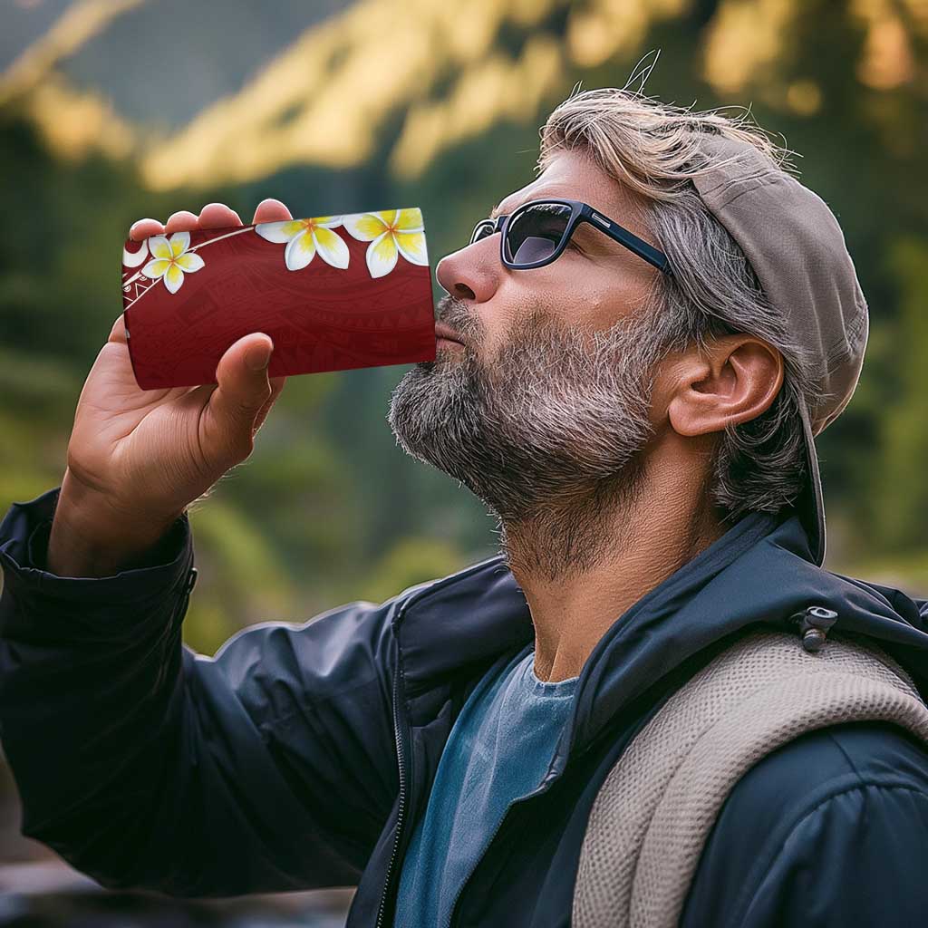 Hawaii Aloha 4 in 1 Can Cooler Tumbler Plumeria Vintage - Red