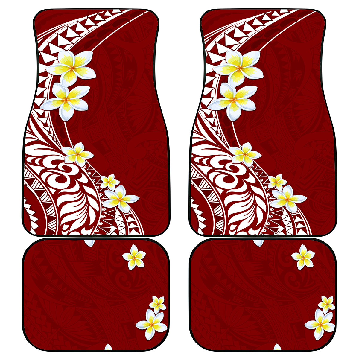 Hawaii Aloha Car Mats Plumeria Vintage - Crimson LT7 Crimson - Polynesian Pride