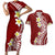 Hawaii Aloha Couples Matching Short Sleeve Bodycon Dress and Hawaiian Shirt Plumeria Vintage - Crimson LT7 Crimson - Polynesian Pride