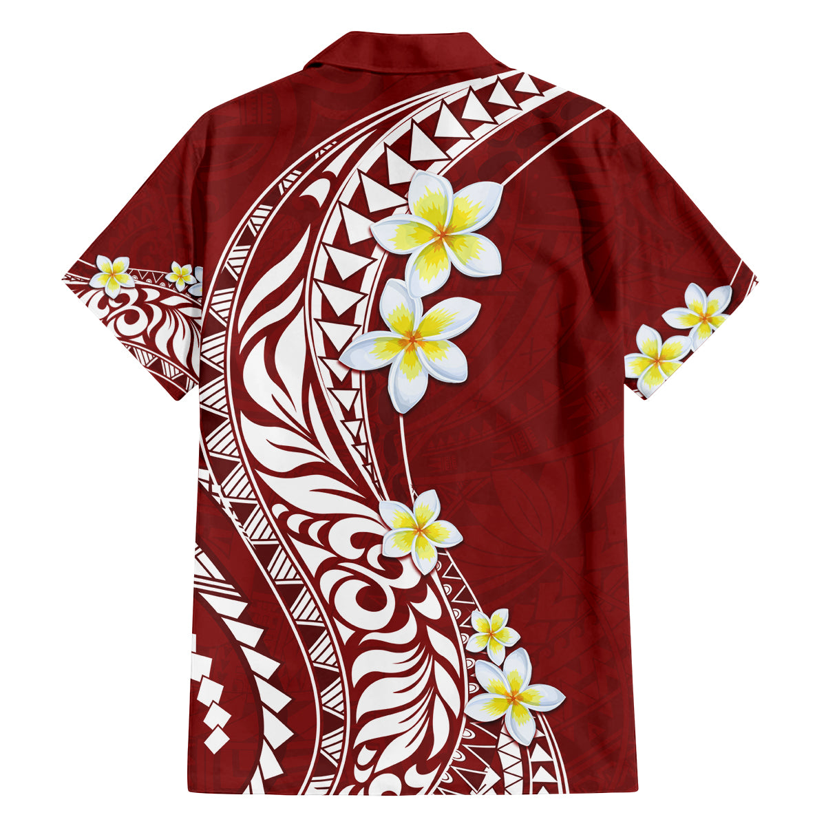 Hawaii Aloha Family Matching Long Sleeve Bodycon Dress and Hawaiian Shirt Plumeria Vintage - Crimson LT7 - Polynesian Pride