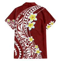 Hawaii Aloha Family Matching Summer Maxi Dress and Hawaiian Shirt Plumeria Vintage - Crimson LT7 - Polynesian Pride