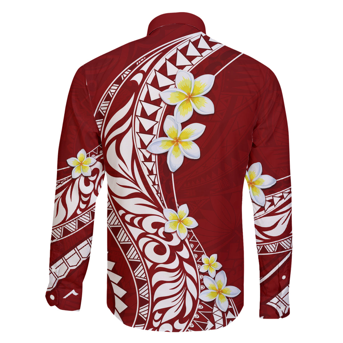 Hawaii Aloha Family Matching Summer Maxi Dress and Hawaiian Shirt Plumeria Vintage - Crimson LT7 - Polynesian Pride