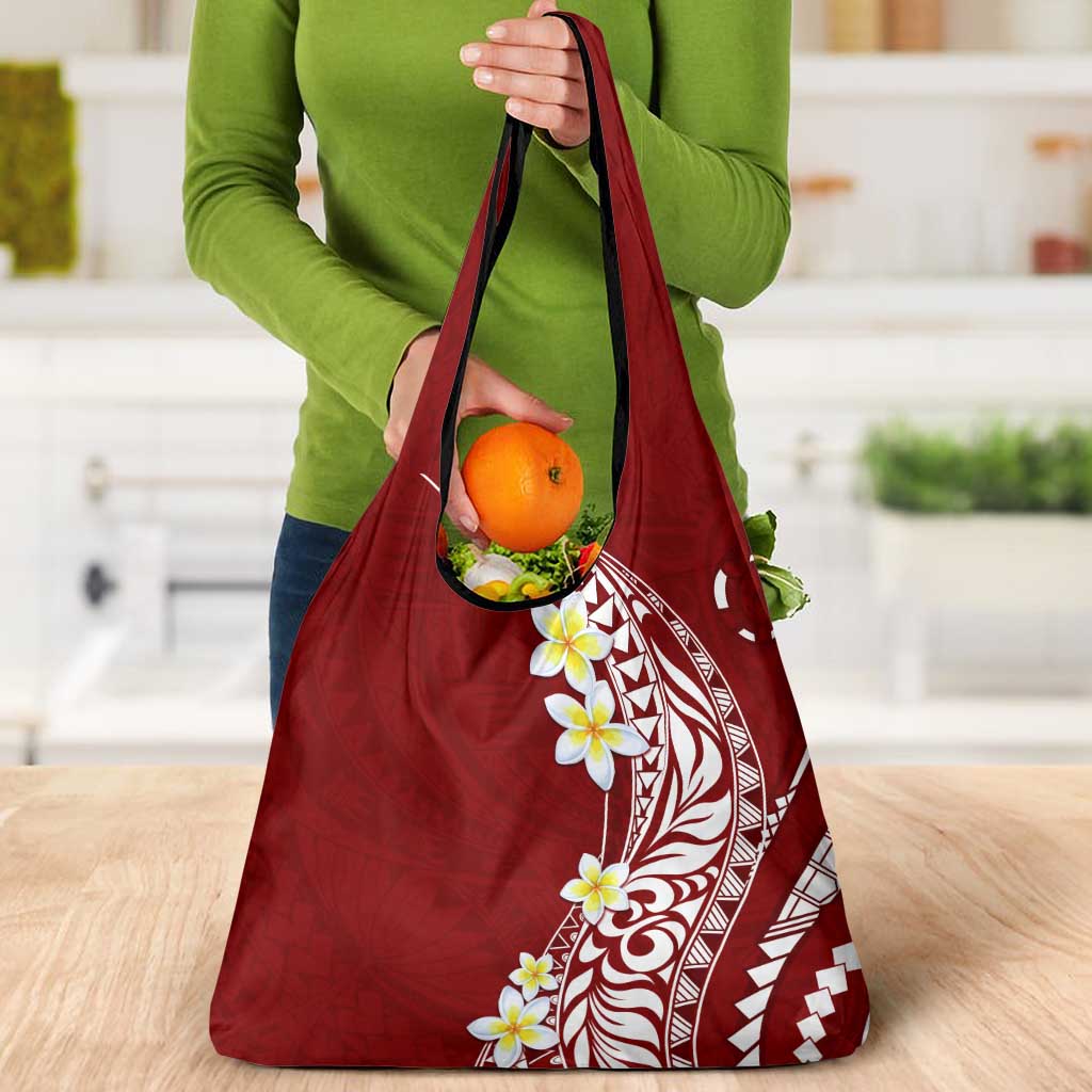 Hawaii Aloha Grocery Bag Plumeria Vintage - Crimson