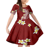 Hawaii Aloha Kid Short Sleeve Dress Plumeria Vintage - Crimson LT7 KID Crimson - Polynesian Pride