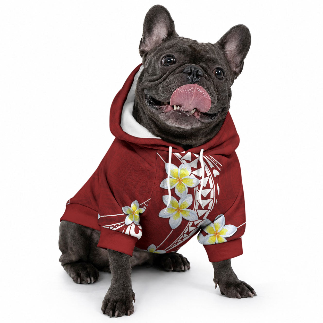 Hawaii Aloha Pet Hoodie Plumeria Vintage - Crimson