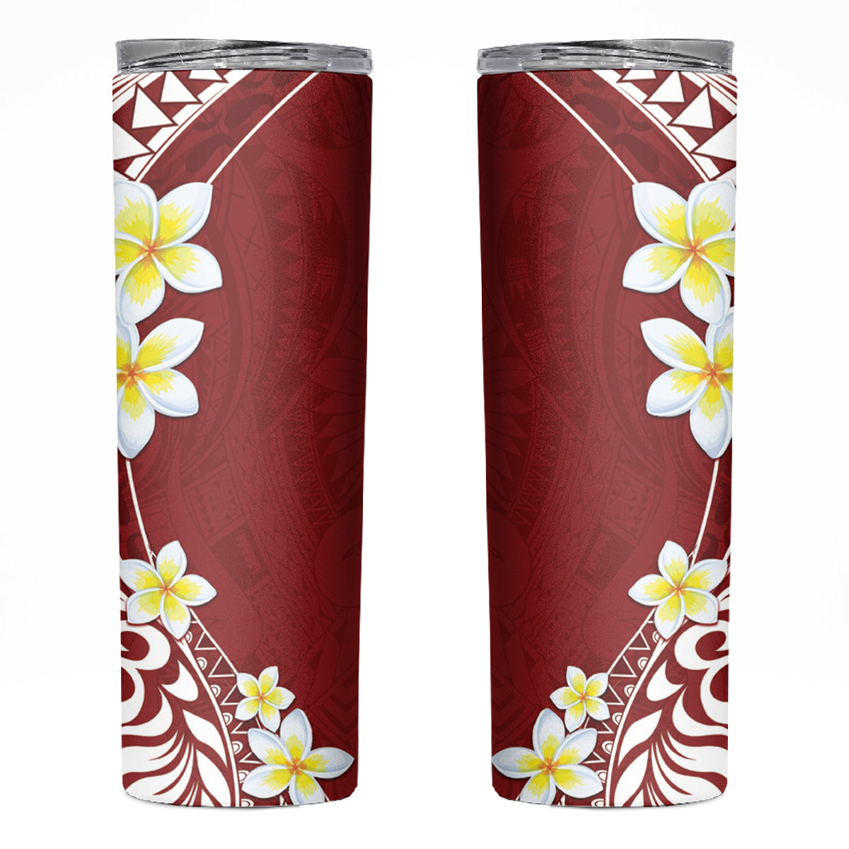 Hawaii Aloha Skinny Tumbler Plumeria Vintage - Red