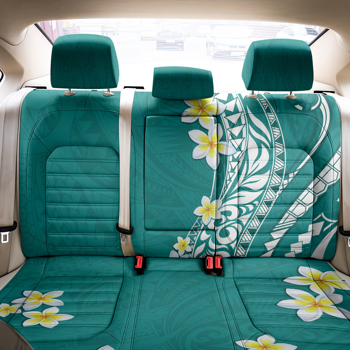 Hawaii Aloha Back Car Seat Cover Plumeria Vintage - Teal LT7 - Polynesian Pride