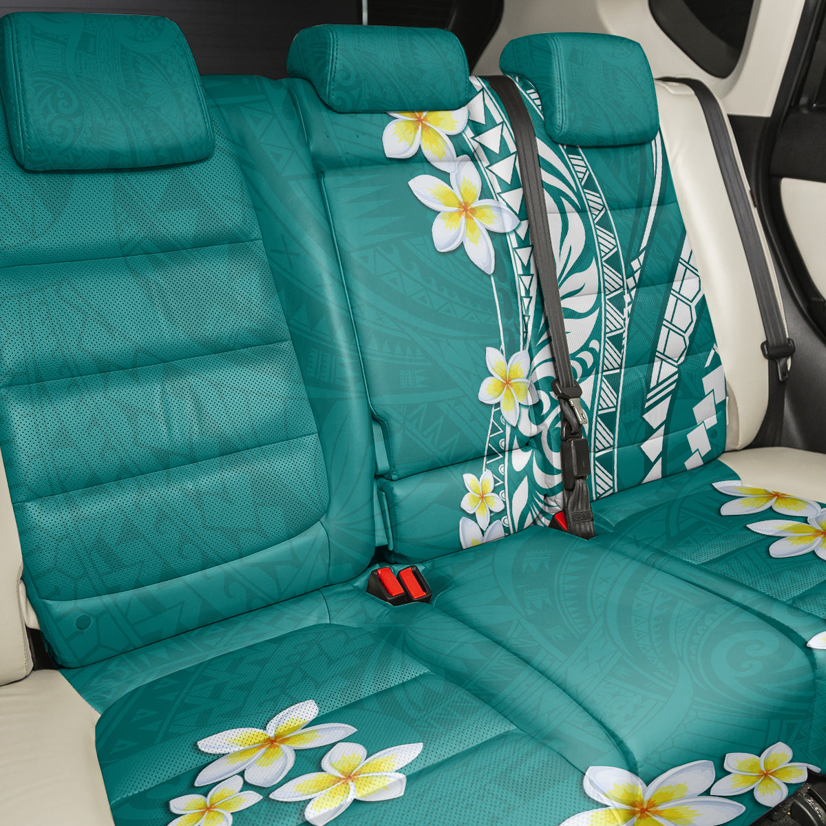 Hawaii Aloha Back Car Seat Cover Plumeria Vintage - Teal LT7 - Polynesian Pride