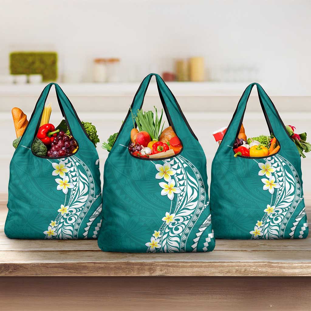 Hawaii Aloha Grocery Bag Plumeria Vintage - Teal
