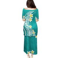 Hawaii Aloha Puletasi Plumeria Vintage - Teal LT7 - Polynesian Pride