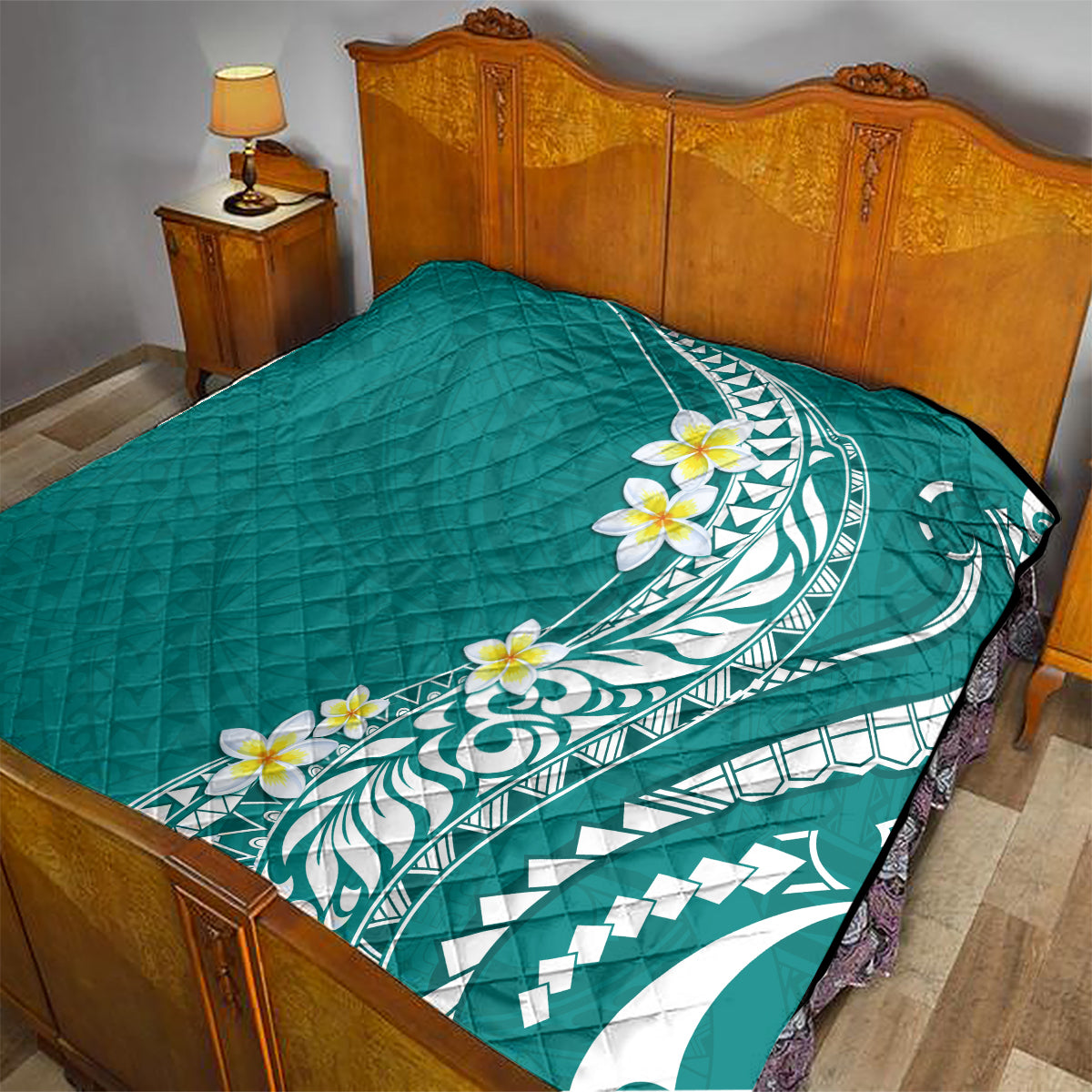 Hawaii Aloha Quilt Plumeria Vintage - Teal LT7 - Polynesian Pride