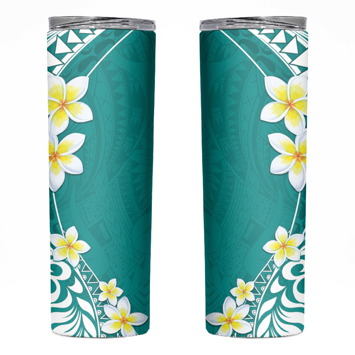 Hawaii Aloha Skinny Tumbler Plumeria Vintage - Teal