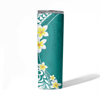 Hawaii Aloha Skinny Tumbler Plumeria Vintage - Teal