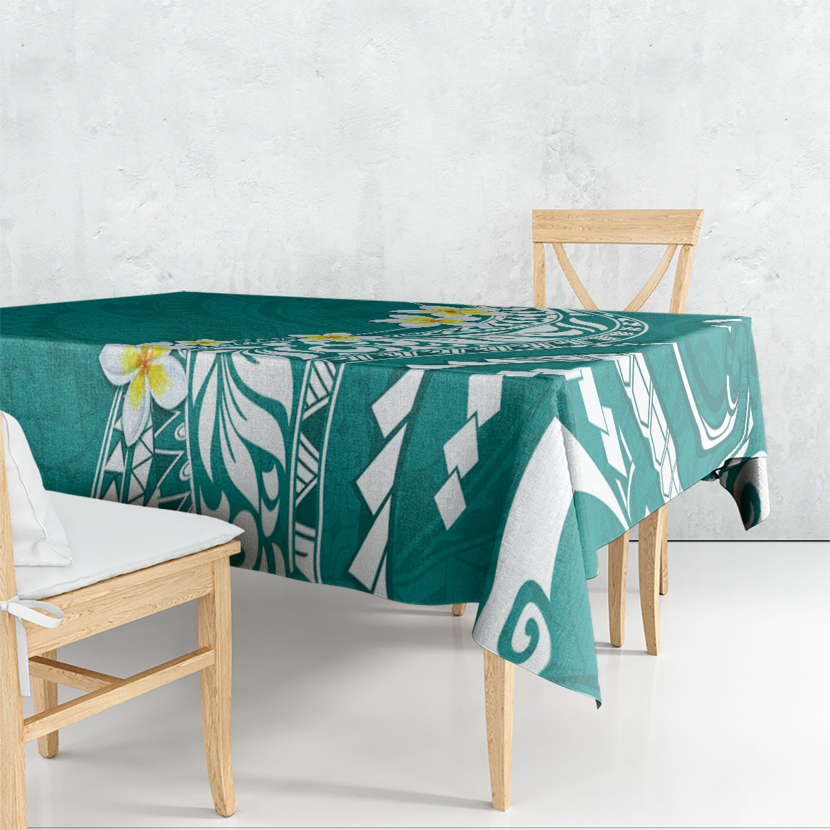 Hawaii Aloha Tablecloth Plumeria Vintage - Teal LT7 - Polynesian Pride
