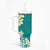 Hawaii Aloha Tumbler With Handle Plumeria Vintage - Teal