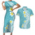 Hawaii Aloha Couples Matching Short Sleeve Bodycon Dress and Hawaiian Shirt Plumeria Vintage - Turquoise LT7 Turquoise - Polynesian Pride